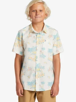 Boys Quiksilver Shirts|Boy'S 8-16 Palm Spritz Short Sleeve Woven Shirt