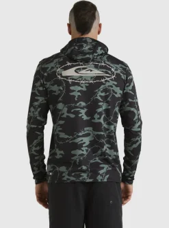 Mens Quiksilver Rashguards|Mikey Hooded Long Sleeve Upf 50 Surf T-Shirt