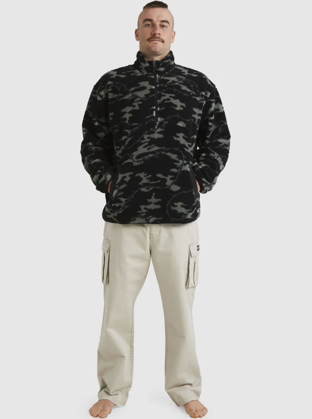 Mens Quiksilver Sweatshirts & Hoodies|Mikey Zip Sherpa Half-Zip Fleece