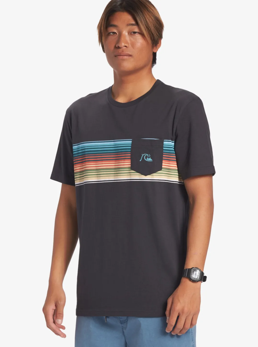 Mens Quiksilver Tees|Swell Vision Stripe Pocket T-Shirt