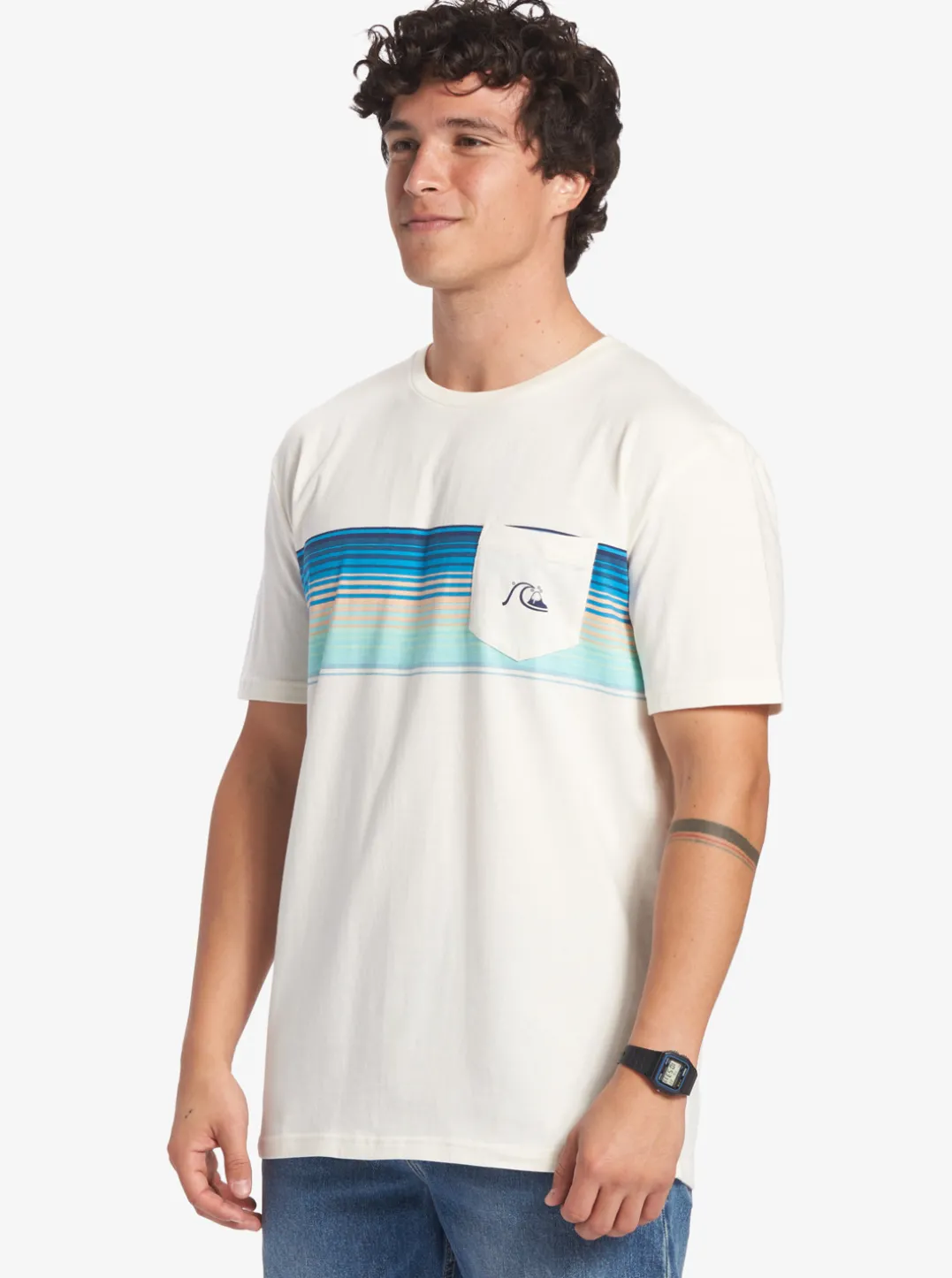 Mens Quiksilver Tees|Swell Vision Stripe Pocket T-Shirt