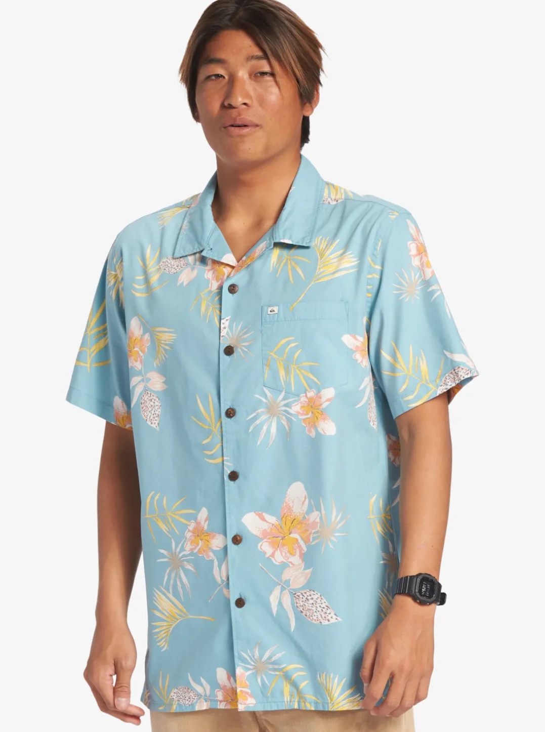 Mens Quiksilver Shirts & Polos|Tropical Floral Short Sleeve Woven Shirt