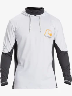 Mens Quiksilver Rashguards|Waterman Angler Hooded Upf 50 Long Sleeve Surf Tee