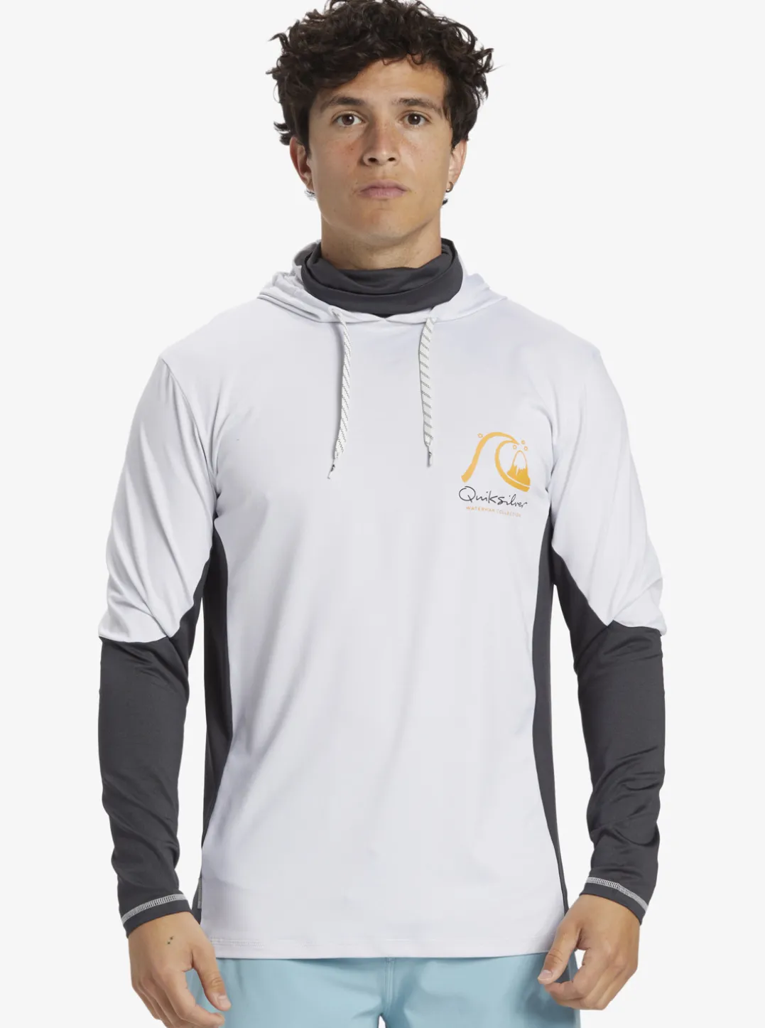 Mens Quiksilver Rashguards|Waterman Angler Hooded Upf 50 Long Sleeve Surf Tee