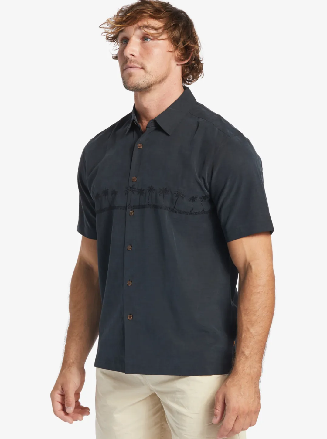 Mens Quiksilver Shirts & Polos|Waterman Tahiti Palms Premium Anti-Wrinkle Shirt