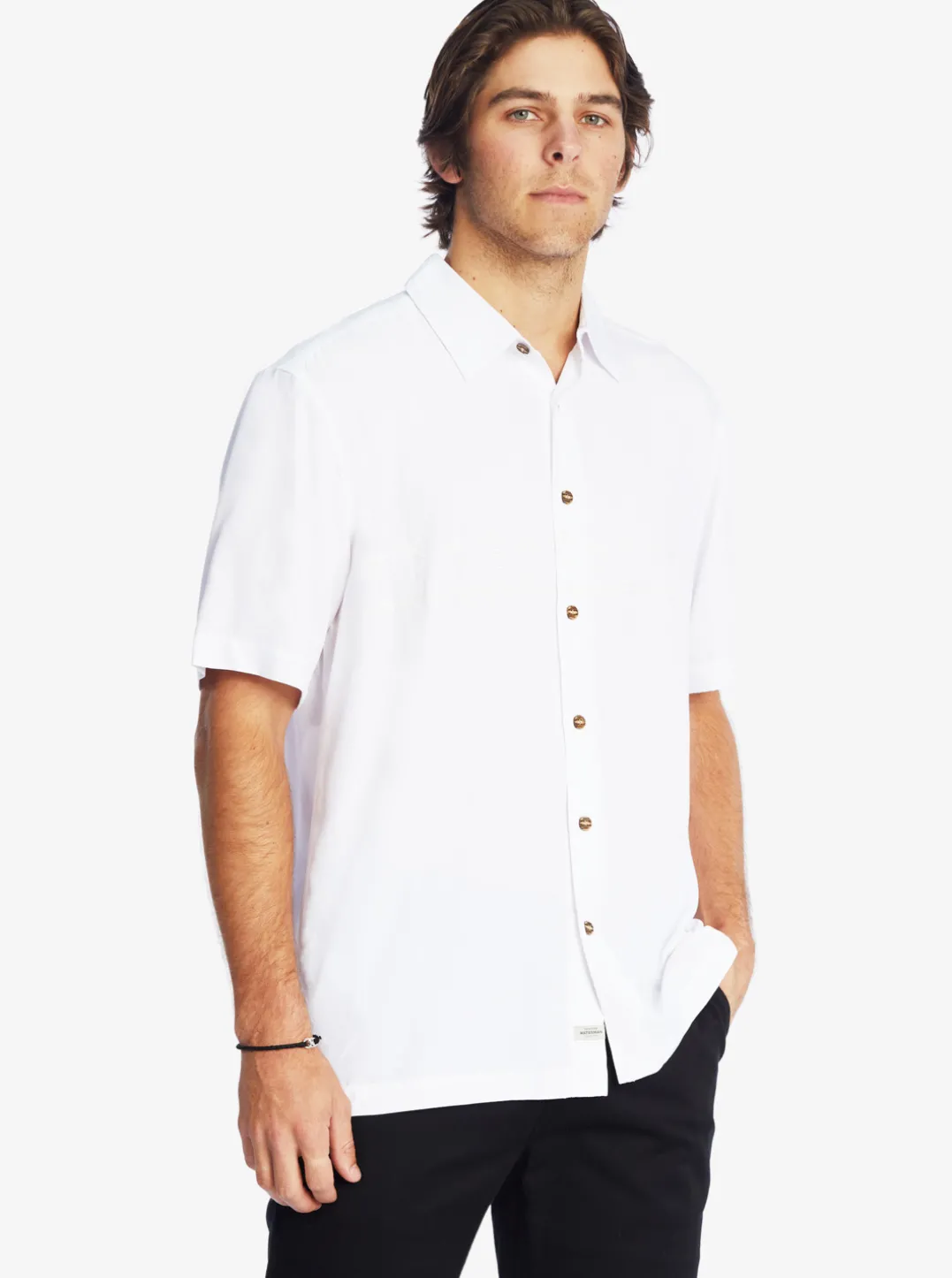 Mens Quiksilver Shirts & Polos|Waterman Tahiti Palms Premium Anti-Wrinkle Shirt